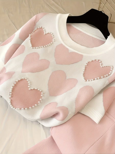 Women'S Short-Sleeve Beaded Top And Pants Set, Perfect for Casual Jogging