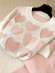 Women'S Short-Sleeve Beaded Top And Pants Set, Perfect for Casual Jogging