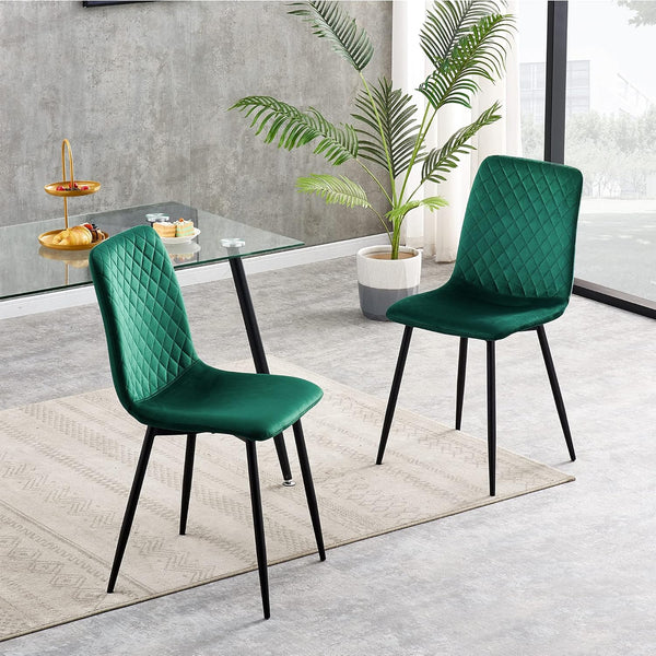 mcc direct Set of 2 Designer Velvet Chairs Fabric Dining Chairs with Metal Legs-Lexi Chairs