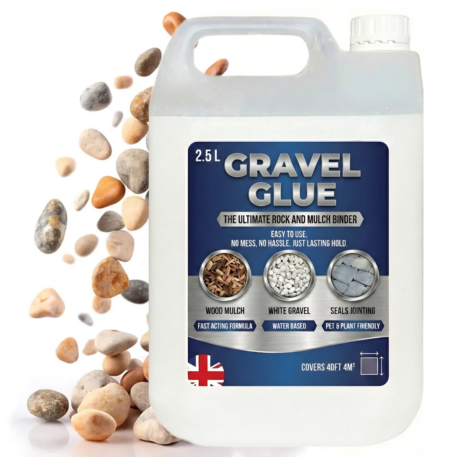 Long Lasting Rock Glue Joiner & Sealer Weatherproof Perfect For Landscaping, Bonding Bark & Stones (2.5 Litre)