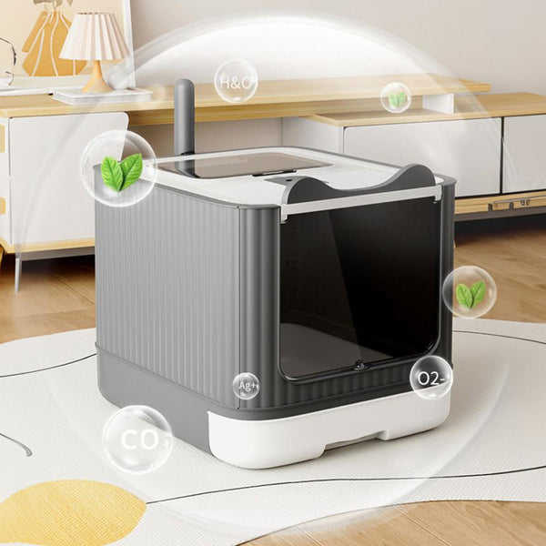 Cat Litter Box, Plastic Pet Toilet, Removable Litter Box, Large Cat Litter Box Hooded Litter Tray Drawer, UV Sterilization and Deodorization, Provide Your Cat with A Comfortable Place