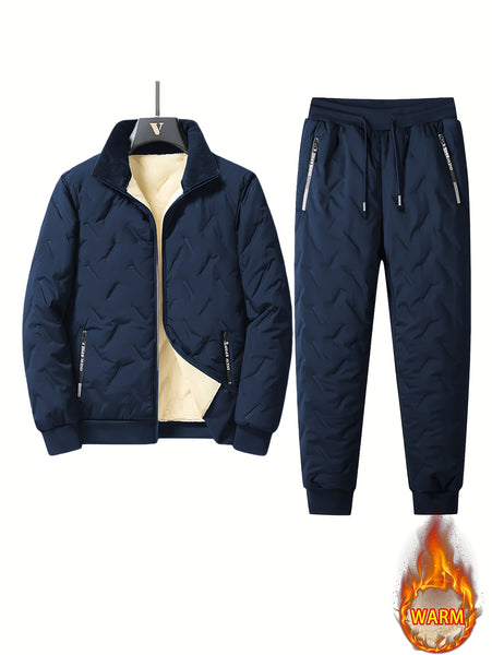 Two-Piece Men'S Casual Suit, Fleece-Lined And Thickened Men'S Jacket And Pants, Heavy And Thick Men'S Top And Bottom, Winter Sports Casual Zipper Cardigan Jacket, Fleece-Lined Warm Jacket, Lamb Fleece Lining, Couple'S Same Style for Men And Women