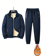 Two-Piece Men'S Casual Suit, Fleece-Lined And Thickened Men'S Jacket And Pants, Heavy And Thick Men'S Top And Bottom, Winter Sports Casual Zipper Cardigan Jacket, Fleece-Lined Warm Jacket, Lamb Fleece Lining, Couple'S Same Style for Men And Women