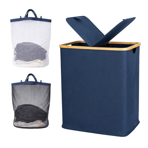 140L Lid Laundry Basket with Extra large Washing with 2 Removable Laundry Bags