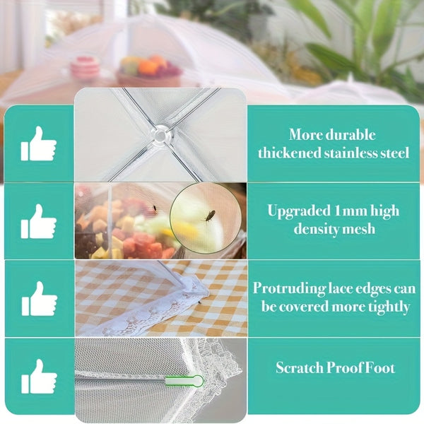 4pcs Pop-Up Food Covers, Foldable Mesh Food Tents, Reusable And Washable Dustproof Protection for Outdoor Picnics, Camping, BBQ, Food Protector Nets, Ideal for Outdoor Picnics And Parties, Perfect for Breakfast Spread, Party Food Cover