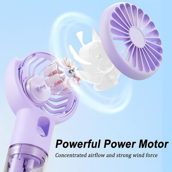 SJMR Portable Rechargeable Handheld Fan – 5-Speed Foldable Mini Fan. USB Powered for Home, Office, Travel, and Outdoor Use
