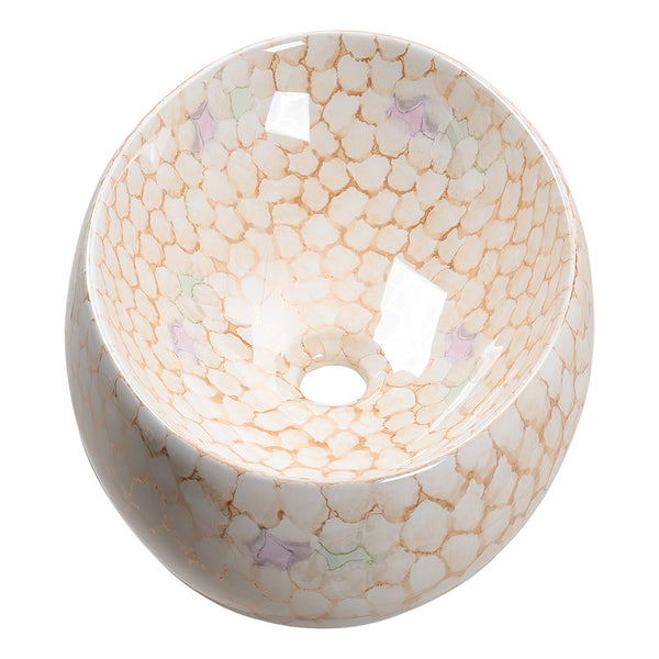 1pc Marble Texture Bathroom Sink, Oval Cloakroom Ceramic Washbasin Countertop Basin Handmade Sink Washing Bowl for Living Room, Bedroom, Laundry, Office, Washroom, Toilet, Vanity Cabinet, Easy To Clean, 48x34x14.5cm
