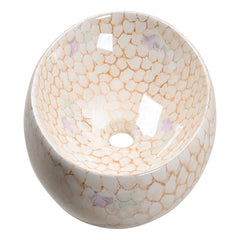 1pc Marble Texture Bathroom Sink, Oval Cloakroom Ceramic Washbasin Countertop Basin Handmade Sink Washing Bowl for Living Room, Bedroom, Laundry, Office, Washroom, Toilet, Vanity Cabinet, Easy To Clean, 48x34x14.5cm