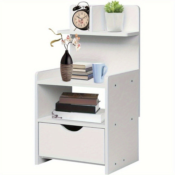 Modern Wooden Bedside Table with Drawer | Multifunctional Storage Cabinet for Bedroom, Bathroom, Living Room & Hallway | Compact Design 60x32.5x25.5cm