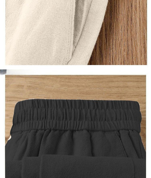 Pure Linen Wide-leg Pants for Women in Summer 2025, Straight Casual Long Pants, Fashionable and Versatile, Loose and Thin Style