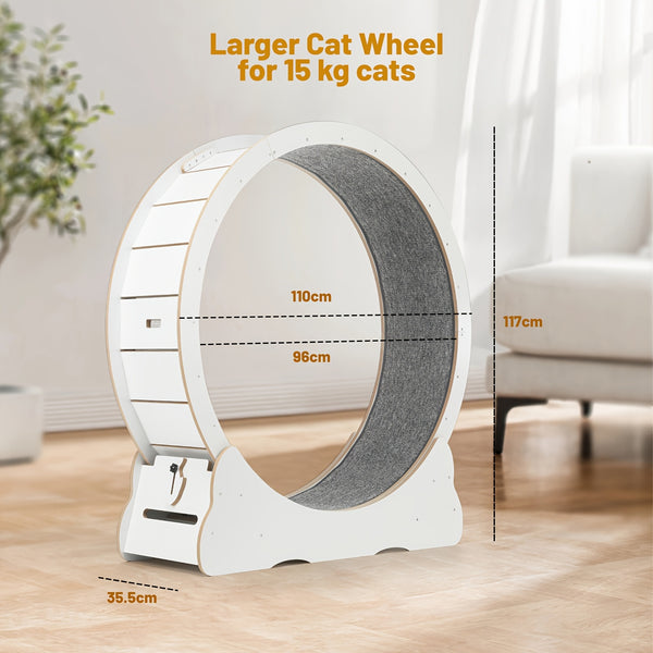 Cat Exercise Wheel, 79 Cm Cat Treadmill for Indoor Cats, Running Wheel with Carpeted Runway, Easy to Install & Fitness & Health, Suitable for Most Cats, Plastic Wheel