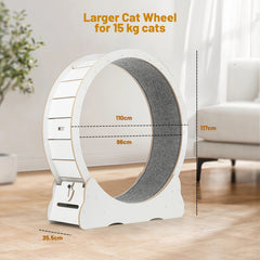 Cat Exercise Wheel, 79 Cm Cat Treadmill for Indoor Cats, Running Wheel with Carpeted Runway, Easy to Install & Fitness & Health, Suitable for Most Cats, Plastic Wheel