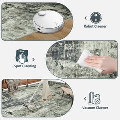 1pc Ultra Soft Cashmere Carpet – Soft Plush Low Pile Bohemian Rug, Non-Slip Rubber Backing Area Mat, Pet-Friendly & Machine Washable Floor Mat for Living Room, Bedroom & Home Decor, Perfect Holiday Gift