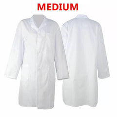 ATEK White Lab Coat Premium Cotton Blend, Medium Size, Ideal for Food Industry, Labs, Medical Professionals - Breathable, Durable, Easy Maintenance