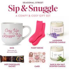 Mother'S Day Gift for Her - Birthday Pamper Gifts for Women with Scented Candle, Pink Socks, Hot Chocolate Sachet, Best Wishes Card, Self Care Box, Gifts for Mum, Hot Chocolate Gift Set