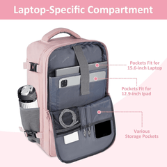 Easyjet Cabin Bag 45x36x20 Underseat, Large Capacity Travel Backpack for Women, Airline Approved Carry On Luggage Rucksack, Multifunctional Laptop Backpack with Shoe Pouch for Business, School, and Daily Commute, Pink