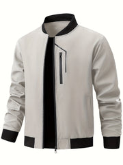 Men'S Casual Bomber Jacket | Spring-Autumn, Non-Stretch, Baseball Collar, Multiple Pockets, Zipper Closure