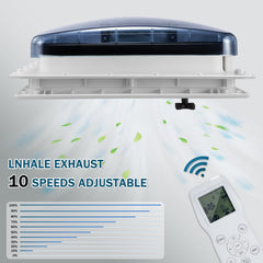 10 - Speed 12V RV Roof Vent Fan - Reversible, Rain Sensor, Ultra - Low Noise, Remote & Temp Monitoring