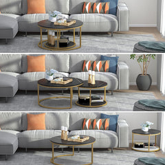 Set of 2 Round Nesting Coffee Tables - Stackable Modern Side Tables for Living Room, Space-Saving Sofa End Tables, Contemporary Home Decor