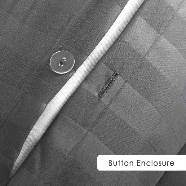 Premium Hotel Quality Satin Stripe Duvet Cover Set Double with Pillowcases | Reversible Soft Quilt Bedding | Easy Care Breathable Luxury Quilt Cover