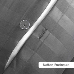 Premium Hotel Quality Satin Stripe Duvet Cover Set Double with Pillowcases | Reversible Soft Quilt Bedding | Easy Care Breathable Luxury Quilt Cover