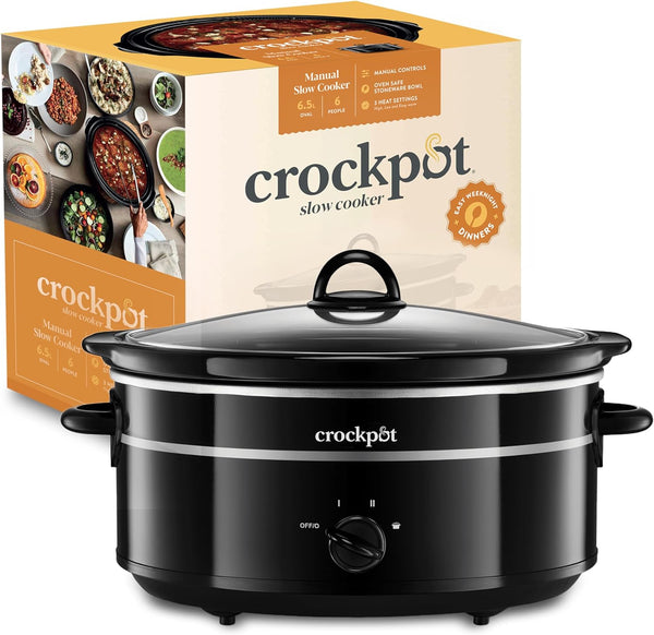 Crock-Pot Slow Cooker | Removable Easy-Clean Ceramic Bowl | 1.8 L Small Slow Cooker (Serves 1-2 People) | Energy Efficient | Black [CSC080]