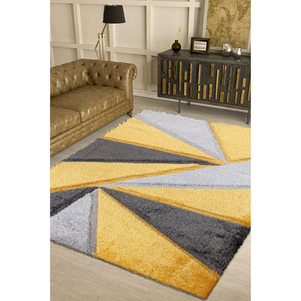 Luxury Soft Shaggy Area Rug – Modern Non-Shedding Geometric Triangles Design, High-Pile Plush Living Room Carpets, Large Thick Rug for Bedroom, Kitchen, Lounge & Home Décor – Contemporary Floor Rug & Mats