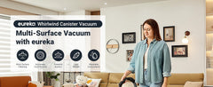 Midea EUREKA Whirlwind Cylinder Bagless Vacuum Cleaner - 700W Powerful Motor, 1.5L Dust Cup, 2-in-1 Dusting Brush, Automatic Cord Rewind, Compact & Lightweight, Perfect for Hardfloors, Carpets, Car, Under-Furniture Cleaning & Pet Hair Cleanup