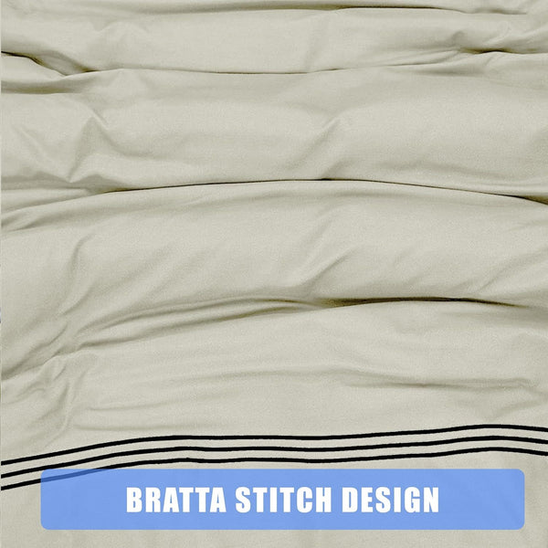 My Home Store Polycotton Bratta Duvet Cover Set - Our 3pc Soft stitch Embroidered button closure Quilt cover with matching Embroidered envelop closure Pillowcases | Breathable & Lightweight Duvet cover set