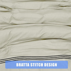 My Home Store Polycotton Bratta Duvet Cover Set - Our 3pc Soft stitch Embroidered button closure Quilt cover with matching Embroidered envelop closure Pillowcases | Breathable & Lightweight Duvet cover set