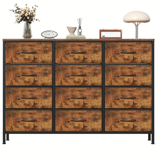 12 Canvas Chest Of Drawers Narrow Fabric Cabinet, Space-Saving Storage Organizer For Bedroom Living Room Office Sturdy Frame Chest Of Drawers
