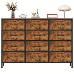 12 Canvas Chest Of Drawers Narrow Fabric Cabinet, Space-Saving Storage Organizer For Bedroom Living Room Office Sturdy Frame Chest Of Drawers
