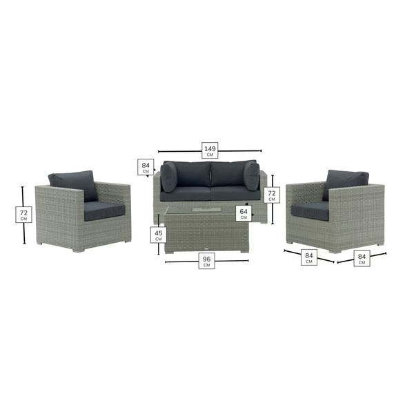 Bramblecrest Kingscote Cloud Rattan 4 Piece Deep Seating Set with Ice Bucket Coffee Table