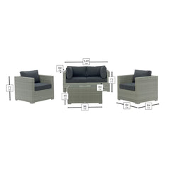 Bramblecrest Kingscote Cloud Rattan 4 Piece Deep Seating Set with Ice Bucket Coffee Table