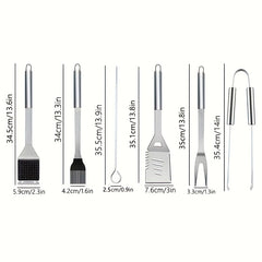 13pcs Stainless Steel Barbecue Cutlery Professional Grill Cutlery In Carry Bag BBQ Grill Tool GrillTools, Portable, Essential Tools for Outdoor Camping Picnic And Barbecue, Meet Your Outdoor Barbecue Needs, Christmas Halloween Gift