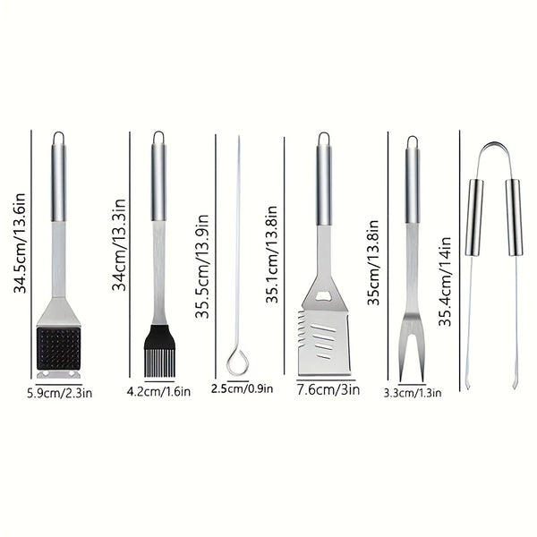 13pcs Stainless Steel Barbecue Cutlery Professional Grill Cutlery In Carry Bag BBQ Grill Tool GrillTools, Portable, Essential Tools for Outdoor Camping Picnic And Barbecue, Meet Your Outdoor Barbecue Needs, Christmas Halloween Gift