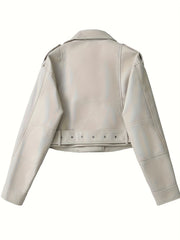 2025 Short Faux Leather Jacket Spring And Autumn American Retro Temperament Motorcycle Jacket Top Coat Women'S Clothing