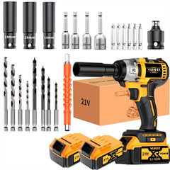 Wireless Electric Impact Wrench, Lithium Electric Wrench Set - Multifunctional Tool Set, Portable, Suitable For Car Maintenance, Furniture And Scaffolding Installation, A Gift Of Electric Tools For Husbands