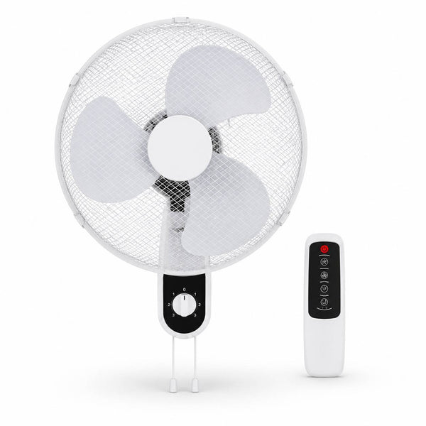16 Inch Wall Fan Remote Control Oscillating 3 Speed 45W White