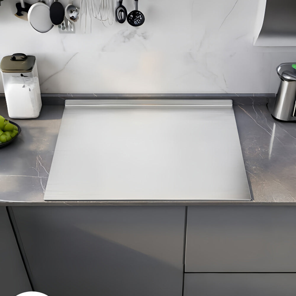 Medium/Large/Extra-Large Stainless Steel Chopping Board, thickened one-piece construction, designed for kitchen tasks. Suitable for vegetable preparation, pizza and cake bread kneading, and fruit processing. Freestanding food preparation surface and knead
