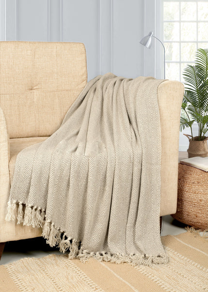 Cotton Herringbone Sofa Throw Blanket 260x260cm (perfect for KING sized bed) – Soft, Cozy & Warm Bed or Sofa Blanket, 13 Colours, Machine Washable, Hypoallergenic, Perfect Gift for Home or Travel