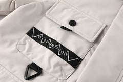 Men's Fashion New Jacket Men's Spring Autumn Thin Casual Multi-Pocket Outdoor High Quality Jacket Coat Men Detachable Hood Outdoor Trendy Design Waist Double Pocket Jacket