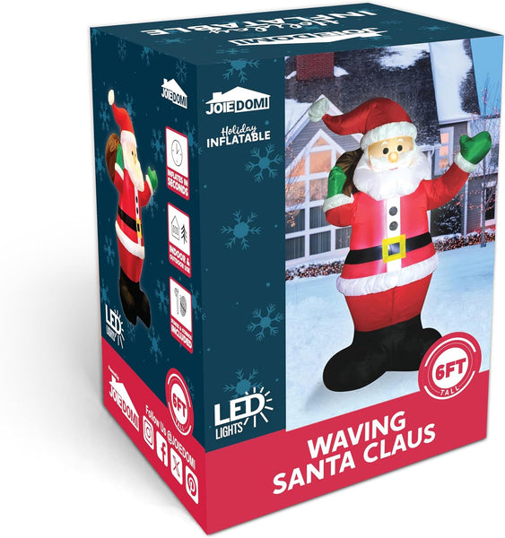 Joiedomi 6 FT Christmas Inflatable Santa with Gift Bag, Blow up Xmas Inflatable Decorations with Build in Leds for Christmas Decor, Yard Indoor Outdoor Garden Lawn Winter Decorations