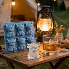 6-Cavity Highland Cow Ice Mold - Food-Grade Silicone Scottish Cow-Shaped Ice Cube Tray Suitable for Whiskey,, Drinks, Non-Toxic for, for Home Bar, Parties, Picnics, Themed Gatherings, Adorable Animal Ice Cubes