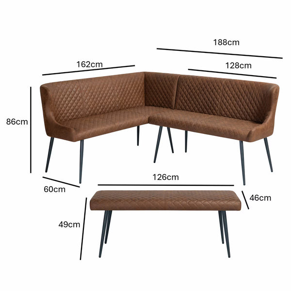 Indus Valley Henley Brown Corner Bench Set, Left Hand Facing