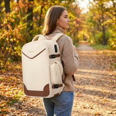 Expandable Travel Backpack 35-40L, EasyJet Cabin Size Carry On Rucksack 17×12.2×7in (43×31×18cm), Anti-Theft Lock & Luggage Strap, With Makeup Pouch
