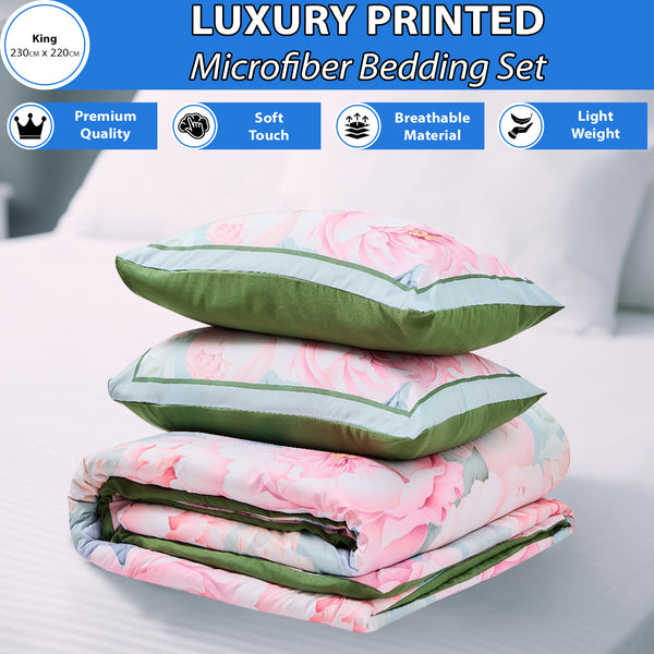 Microfiber Printed Bedding Set | Ultra Soft Duvet Quilt Cover Lightweight & Breathable Fabric | Elegant Patterned Design for Modern Bedrooms | Available in King Size | Machine Washable, Quick Dry & Long Lasting Comfort | LOCAL WAREHOUSE Dispatch | Trusted
