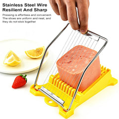 Upgrade Hand Luncheon Meat Slicer, Manual Egg Cutter, Multi-Purpose Kitchen Tool for, Cheese Bananas, Avocados, Vegetables Dishwasher Safe, Rust-Resistant (yellow, 10-Wire)