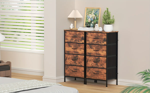 4-Drawer Chest Of Drawers with Metal Frame & MDF Wooden Top, Adjustable Feet, Anti-Tip Safety, Spacious Storage Unit for Bedroom Or Living Room (45x30x91cm/ 17.7x11.8x35.8inch)