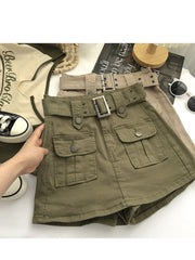 Women's High Waist Cargo Skort with Belt & Built-In Shorts - -Line Mini Skirt, Belted Waistband, Machine Washable Short Length Suitable for,, Casual Attire - Casual Streetwear Outfits